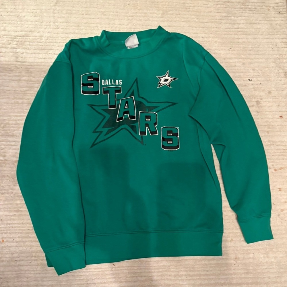 NHL Dallas Stars Sweatshirt Mens Medium Green Crewneck Hockey Graphic Fleece